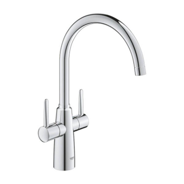 Grohe 30189000 Ambi Sink Mixer 1/2" Chrome Two Handle High Spout with Swivel and QuickTool