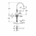 Grohe 30189000 Ambi Sink Mixer 12 Chrome Two Handle High Spout with Swivel and QuickTool Technical