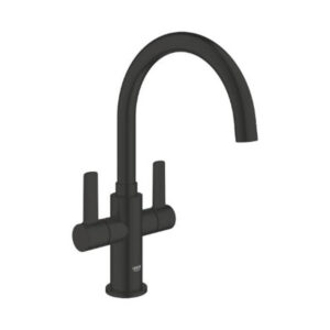 Grohe 304682430 Eurosmart Two Handle Sink Mixer Matte Black High Spout Swivel Professional Edition