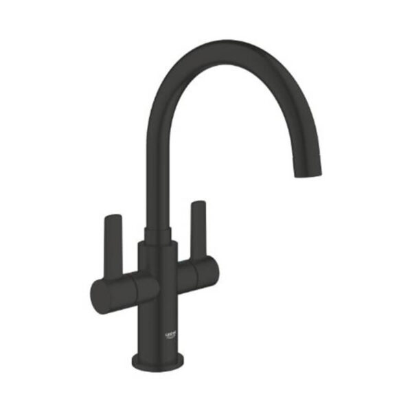 Grohe 304682430 Eurosmart Two Handle Sink Mixer Matte Black High Spout Swivel Professional Edition