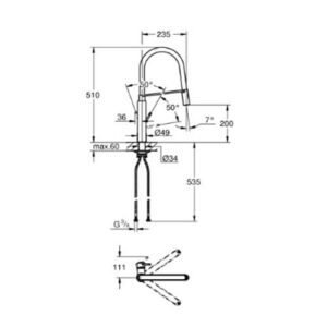 Grohe 31491000 Concetto Sink Mixer 1/2" Chrome with Pro Flexi Spout and Magnetic Docking