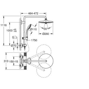 Grohe Euphoria Thermostatic Shower System 260mm Head with Hand Shower and Hose Chrome 27296003