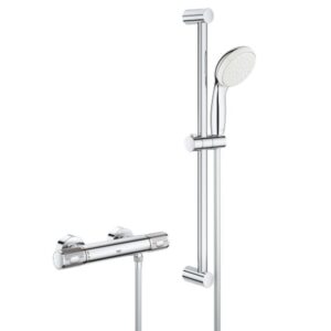 Grohe G1000 Performance Bar Valve and Rail Kit Chrome 120140 for Low Pressure Systems with CoolTouch and Tempesta Shower