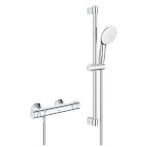 Grohe G800 Thermostatic Bar Valve and Shower Rail Set Chrome 34565002 with Tempesta Head and 2 Spray Modes