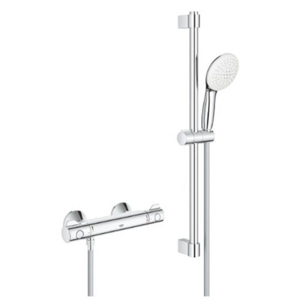 Grohe G800 Thermostatic Bar Valve and Shower Rail Set Chrome 34565002 with Tempesta Head and 2 Spray Modes