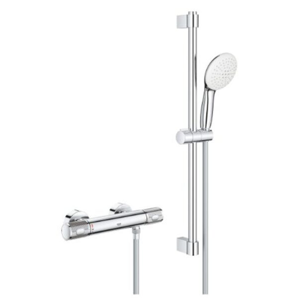 Grohe GRT 1000 Performance Thermostatic Shower Set with Tempesta 600mm Rail 2 Spray Chrome 34834001