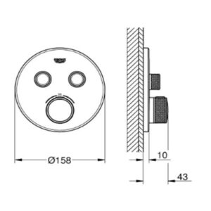 Grohe GRT SmartControl Trimset Round 2 Outlet Chrome 29119000 for Concealed Installation with TurboStat and SafeStop