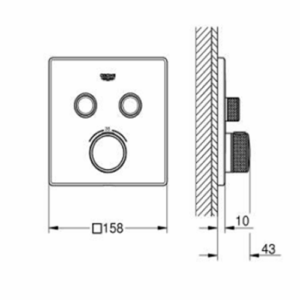 Grohe GRT SmartControl Trimset Square 2 Outlet Chrome 29124000 for Concealed Shower Systems