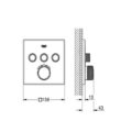 Grohe GRT SmartControl Trimset Square 3 Outlet Chrome 29126000 for Concealed Installation Compatible with Rapido SmartBox Technical