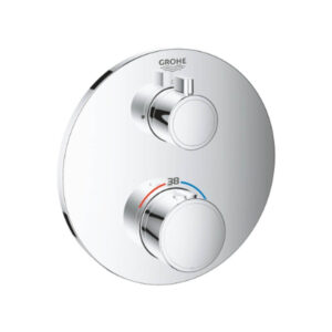 Grohe Grohtherm Thermostatic Trim 1 Outlet Round Chrome 24075000 for Concealed Installation with Shut Off Valve