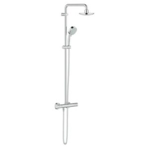 Grohe NTemp Cosmopolitan 160 Thermostatic Shower System Chrome 27922000 with Rain Head Hand Shower and 1750mm Hose