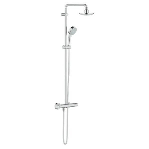 Grohe NTemp Cosmopolitan 160 Thermostatic Shower System Chrome 27922000 with Rain Head Hand Shower and 1750mm Hose