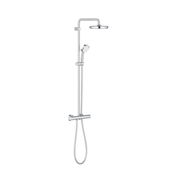 Grohe Tempesta Cosmo Thermostatic Shower System 210mm Head with Handset and Hose Chrome 27922001