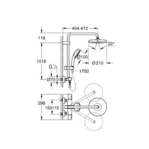 Grohe Tempesta Cosmo Thermostatic Shower System 210mm Head with Handset and Hose Chrome 27922001