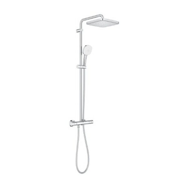 Grohe Tempesta Cube 250 Thermostatic Shower System Chrome 26689001 with Rain Head Hand Shower and 1750mm Hose