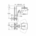 Grohe Tempesta Cube 250 Thermostatic Shower System Chrome 26689001 with Rain Head Hand Shower and 1750mm Hose Technical
