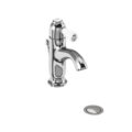 Burlington Chelsea Curved Basin Mixer with Pop-up Waste Chrome Brass White Accent One Tap Hole CH22