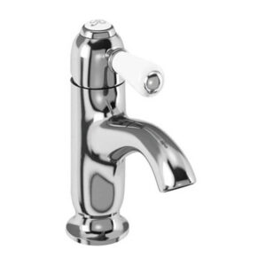 Burlington Chelsea Curved Basin Mixer without Pop-up Waste Chrome Brass White Accent One Tap Hole CH21