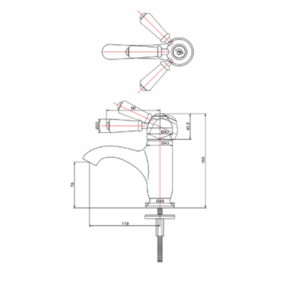 Burlington Chelsea Curved Basin Mixer without Pop-up Waste Chrome Brass White Accent One Tap Hole CH21