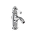 Burlington Chelsea Curved Bidet Mixer with Pop-up Waste Chrome Brass White Accent One Tap Hole CH23
