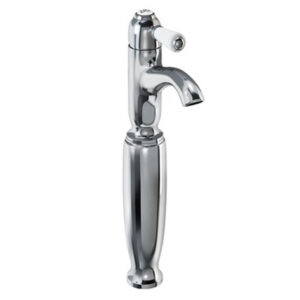Burlington Chelsea Curved Tall Basin Mixer without Waste Chrome Brass White Accent One Tap Hole CHE2