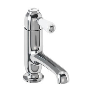 Burlington Chelsea Straight Basin Mixer without Waste Chrome Brass White Accent One Tap Hole CH19