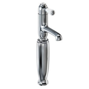 Burlington Chelsea Straight Tall Basin Mixer without Waste Chrome Brass White Accent One Tap Hole CHE1