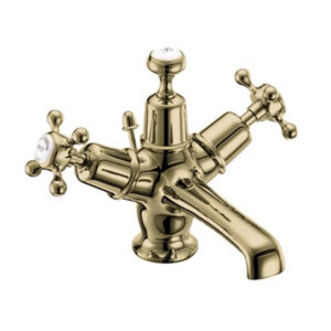Burlington Claremont Basin Mixer with Pop-up Waste Gold Brass One Tap Hole CL4_QTGOLD