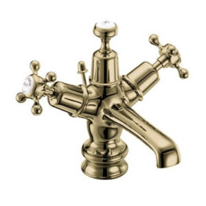Burlington Claremont Regent Basin Mixer with Pop-up Waste Gold Brass Single Hole CLR4_QTGOLD