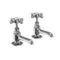 Burlington Stafford Long Nose Basin Pillar Taps Brass Chrome Finish Traditional Handles STA12_QT